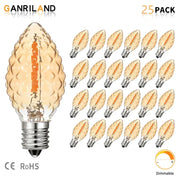 A warm amber diamond chandelier led light bulb with textured glass and metallic screw base for dining room use