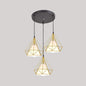 Diamond Cage Multi-Pendant Light with 3 Lights - Creative Industrial Design, Perfect for Restaurants