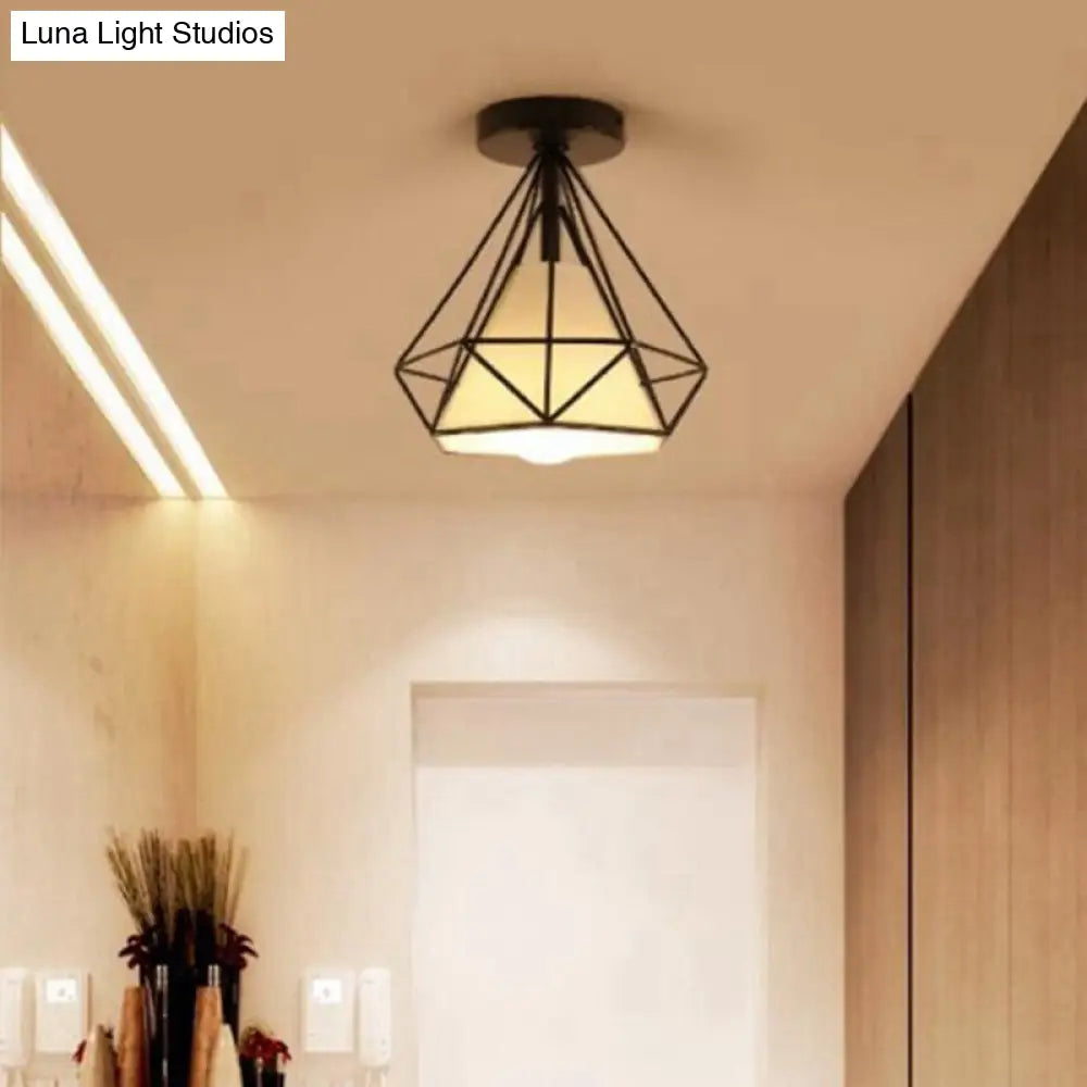 DecorBites™ DecorBites™ Diamond Cage Semi Flush Mount Retro Industrial Ceiling Lights for Hallway