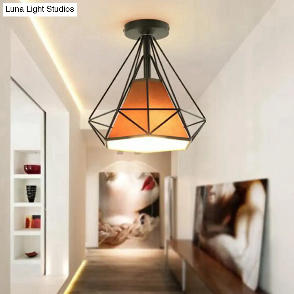 DecorBites™ DecorBites™ Diamond Cage Semi Flush Mount Retro Industrial Ceiling Lights for Hallway