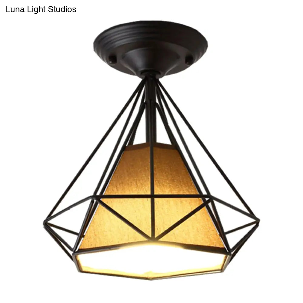 DecorBites™ DecorBites™ Diamond Cage Semi Flush Mount Retro Industrial Ceiling Lights for Hallway