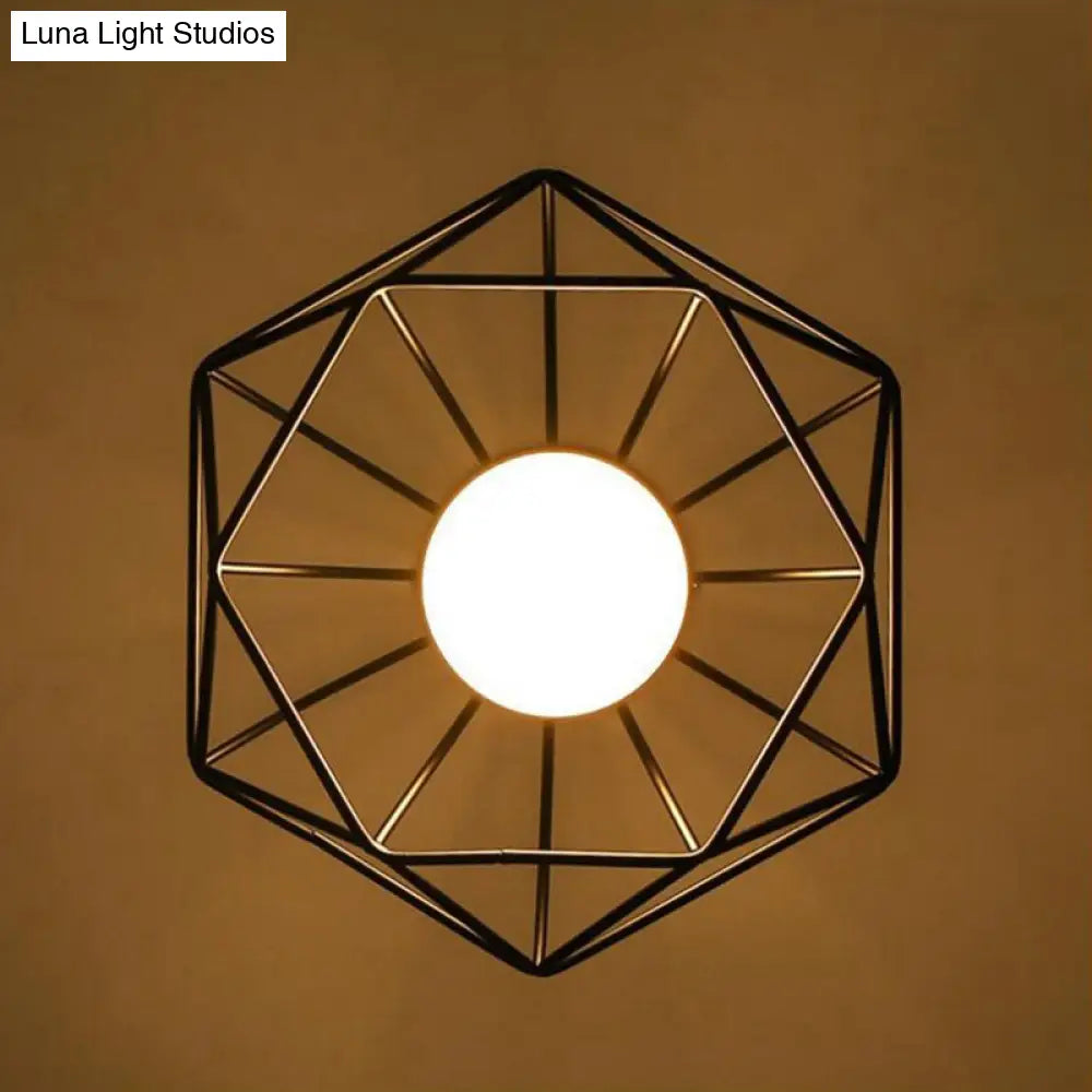 DecorBites™ DecorBites™ Diamond Cage Semi Flush Mount Retro Industrial Ceiling Lights for Hallway