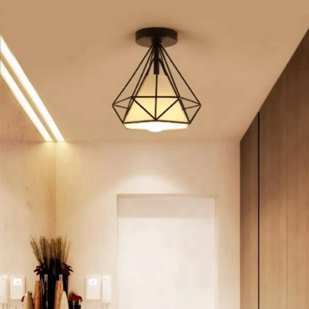 DecorBites™ DecorBites™ Diamond Cage Semi Flush Mount Retro Industrial Ceiling Lights for Hallway