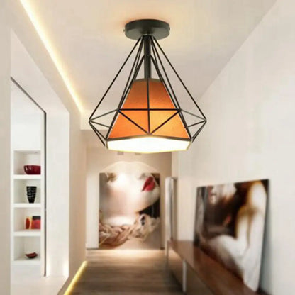 DecorBites™ DecorBites™ Diamond Cage Semi Flush Mount Retro Industrial Ceiling Lights for Hallway