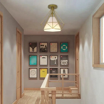 DecorBites™ DecorBites™ Diamond Cage Semi Flush Mount Retro Industrial Ceiling Lights for Hallway