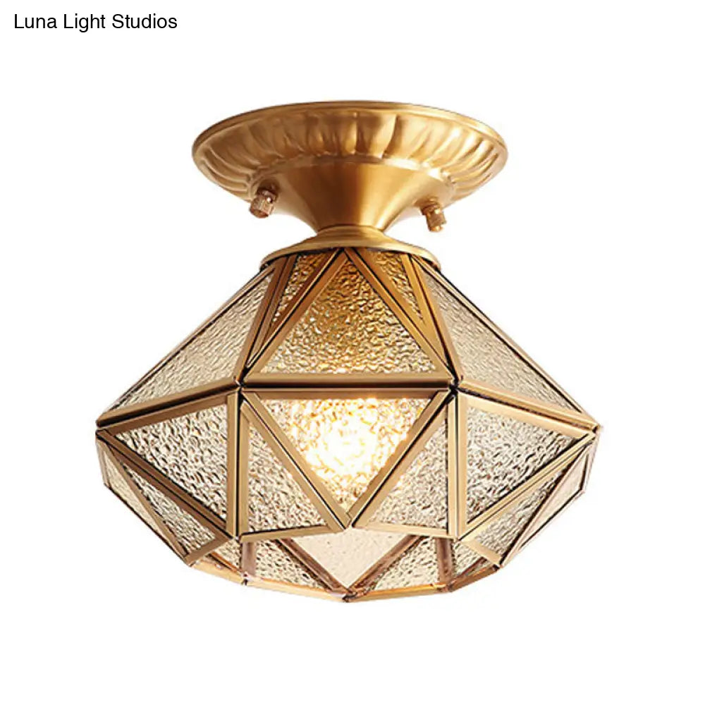 DecorBites™ Diamond Clear Glass Semi Flush Mount Ceiling Light Fixture - Traditional White Textured Chandelier for Living Room