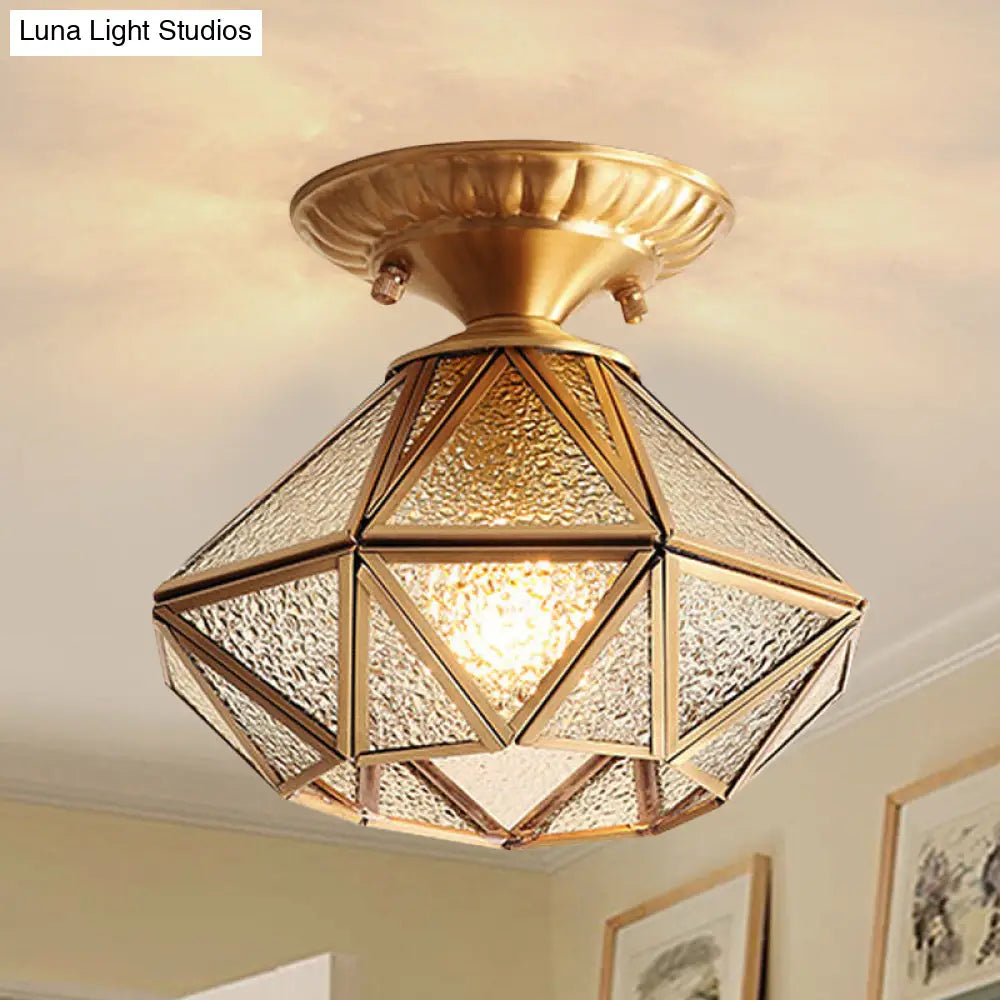 DecorBites™ Diamond Clear Glass Semi Flush Mount Ceiling Light Fixture - Traditional White Textured Chandelier for Living Room