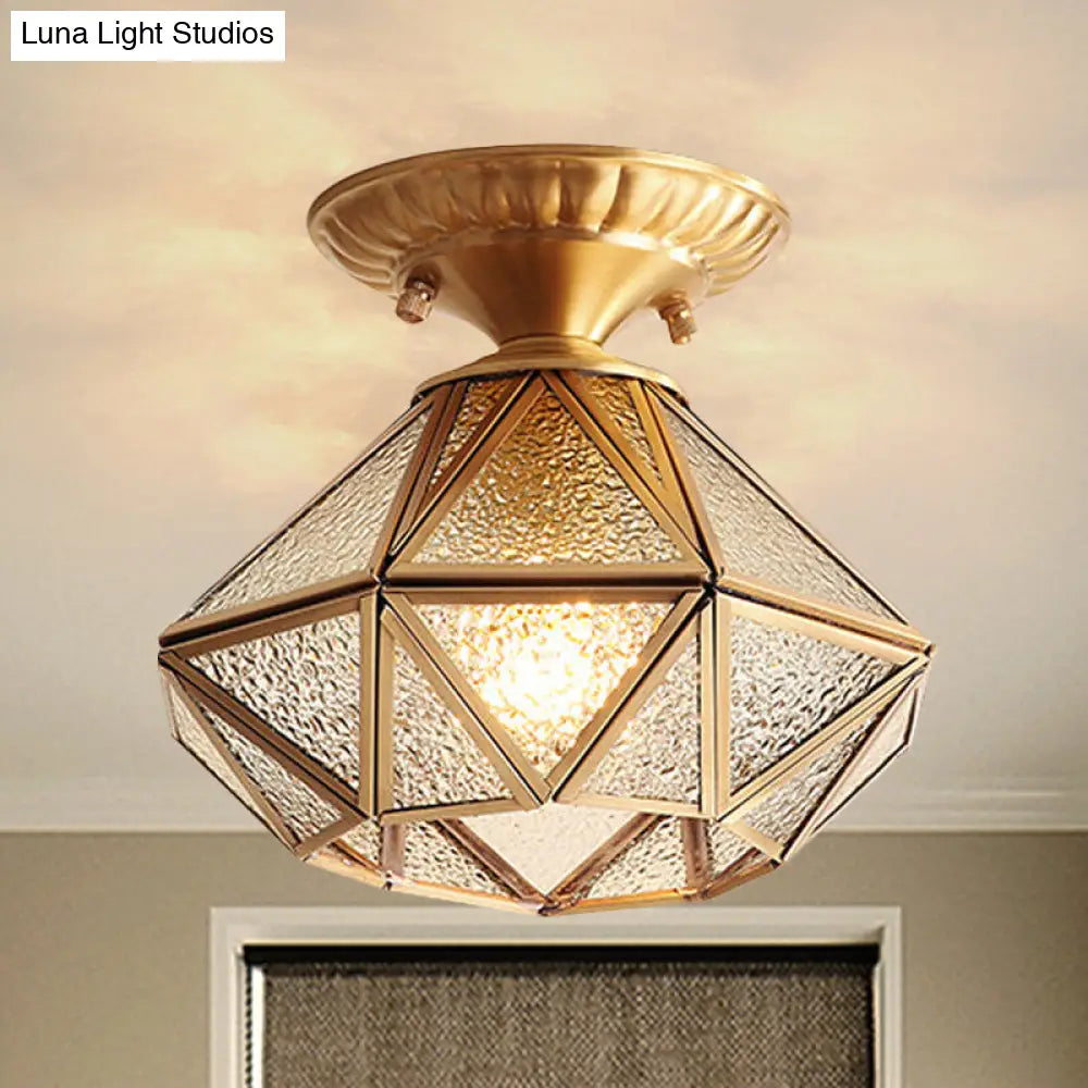 DecorBites™ Diamond Clear Glass Semi Flush Mount Ceiling Light Fixture - Traditional White Textured Chandelier for Living Room