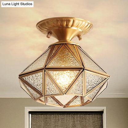 DecorBites™ Diamond Clear Glass Semi Flush Mount Ceiling Light Fixture - Traditional White Textured Chandelier for Living Room