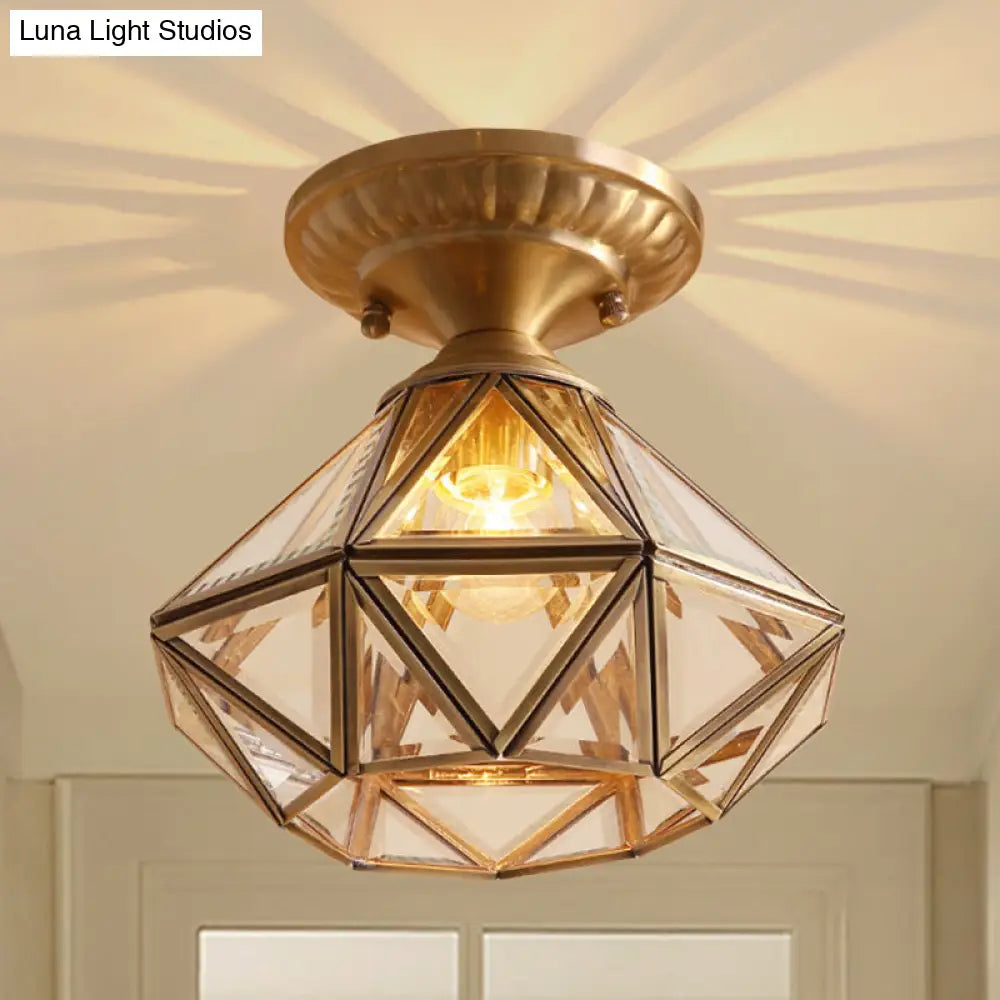 DecorBites™ Diamond Clear Glass Semi Flush Mount Ceiling Light Fixture - Traditional White Textured Chandelier for Living Room