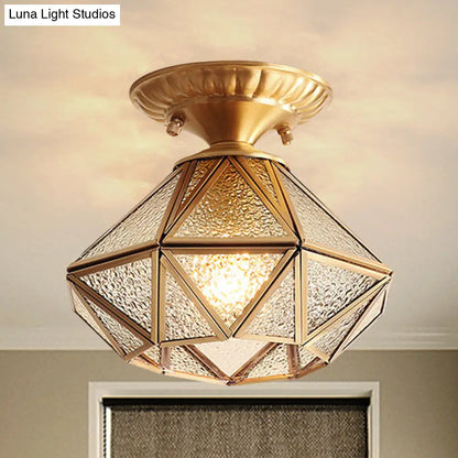 DecorBites™ Diamond Clear Glass Semi Flush Mount Ceiling Light Fixture - Traditional White Textured Chandelier for Living Room