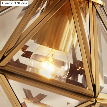 DecorBites™ Diamond Clear Glass Semi Flush Mount Ceiling Light Fixture - Traditional White Textured Chandelier for Living Room