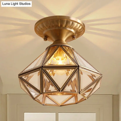 DecorBites™ Diamond Clear Glass Semi Flush Mount Ceiling Light Fixture - Traditional White Textured Chandelier for Living Room