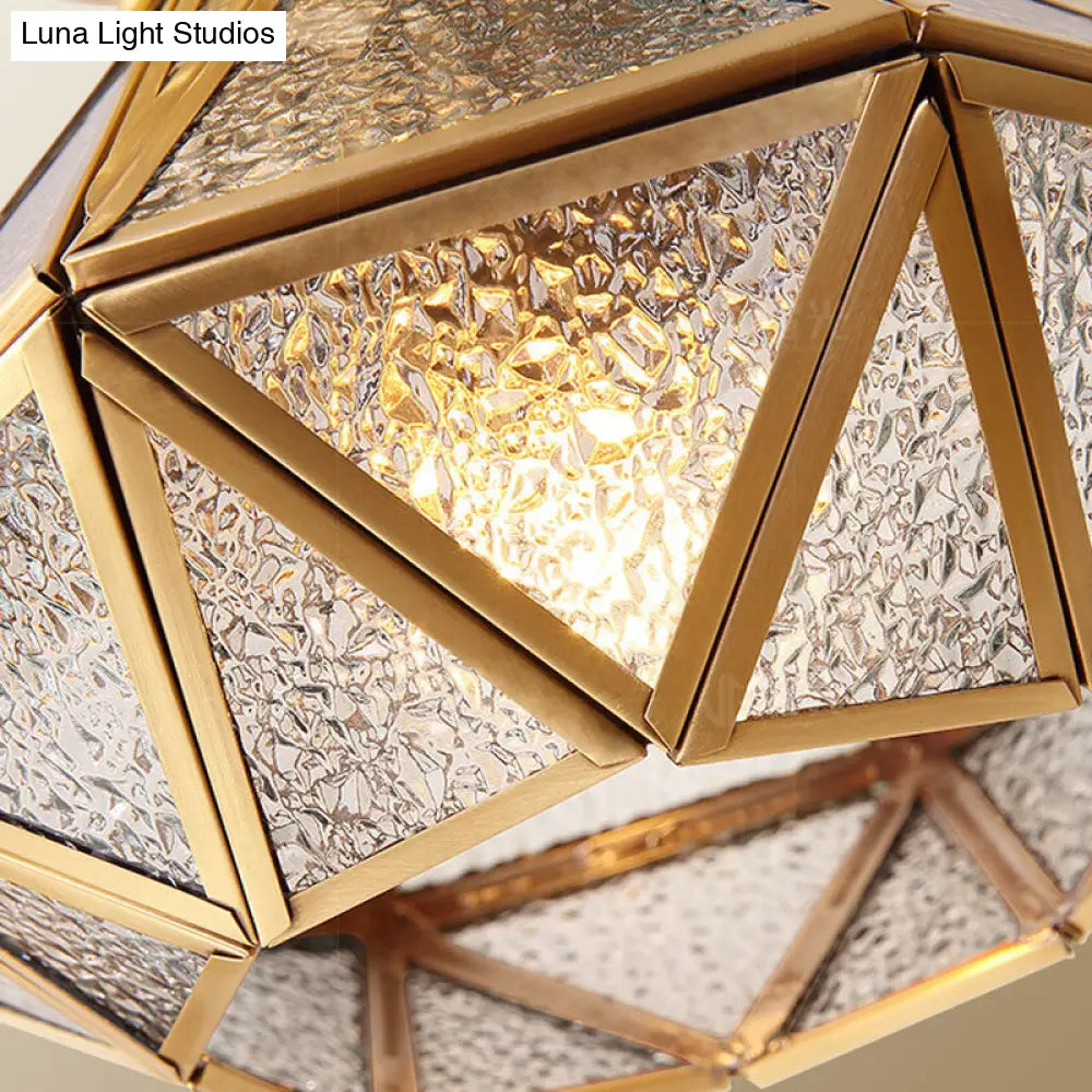 DecorBites™ Diamond Clear Glass Semi Flush Mount Ceiling Light Fixture - Traditional White Textured Chandelier for Living Room