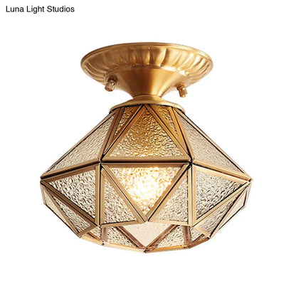 DecorBites™ Diamond Clear Glass Semi Flush Mount Ceiling Light Fixture - Traditional White Textured Chandelier for Living Room