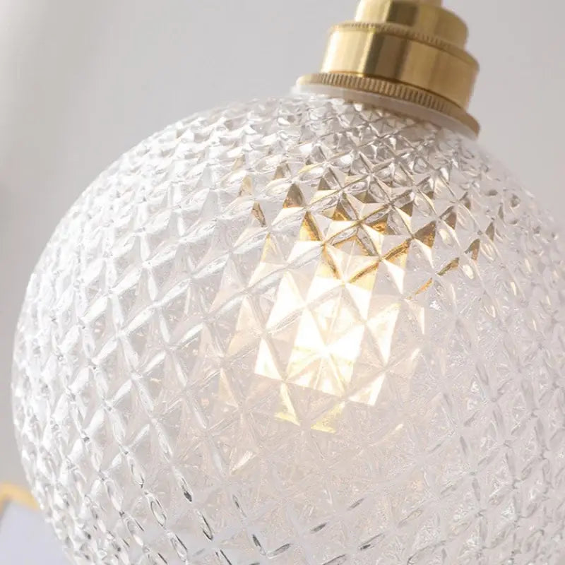 Clear faceted decorbites glass globe led pendant light with brass finish top ideal for kitchen hanging lamp decor