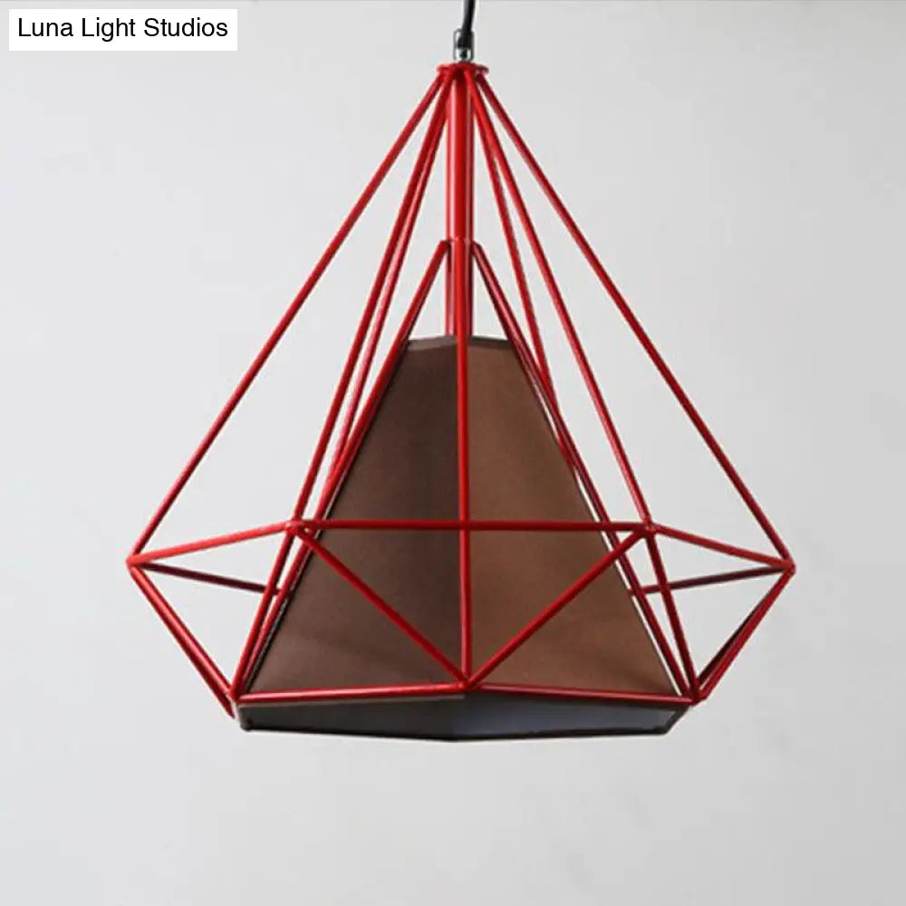 Diamond Frame Hanging Light - Simplicity Design - Iron Pendant Fixture for Restaurants