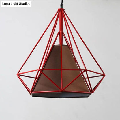 Diamond Frame Hanging Light - Simplicity Design - Iron Pendant Fixture for Restaurants