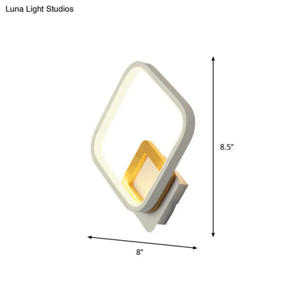 DecorBites™ Diamond-Frame LED Wall Sconce: Minimalist White & Wood Light with Warm/White Glow