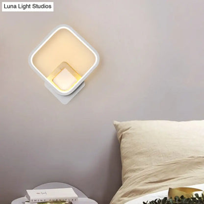 DecorBites™ Diamond-Frame LED Wall Sconce: Minimalist White & Wood Light with Warm/White Glow