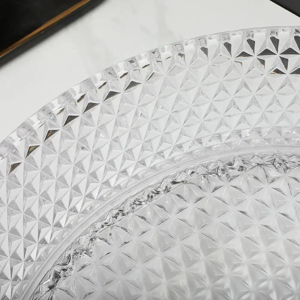 Clear crystal diamond glass basin plate with geometric cut pattern in glass basin set for bathroom use