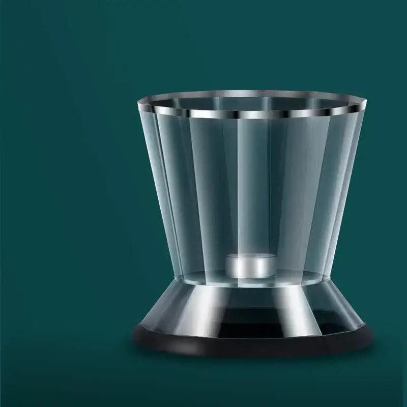 Clear glass ice bucket with fluted design and silver metallic rim for diamond glass syrup honey dispenser use