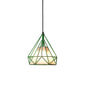 Diamond Loft Ceiling Hang Lamp - 1 Head Iron Pendant Lighting in Black/White/Green with Cone Fabric Shade