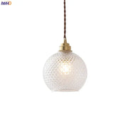 Clear glass pendant light with diamond-cut pattern and brass hardware for dining room decorbites glass ball led lighting