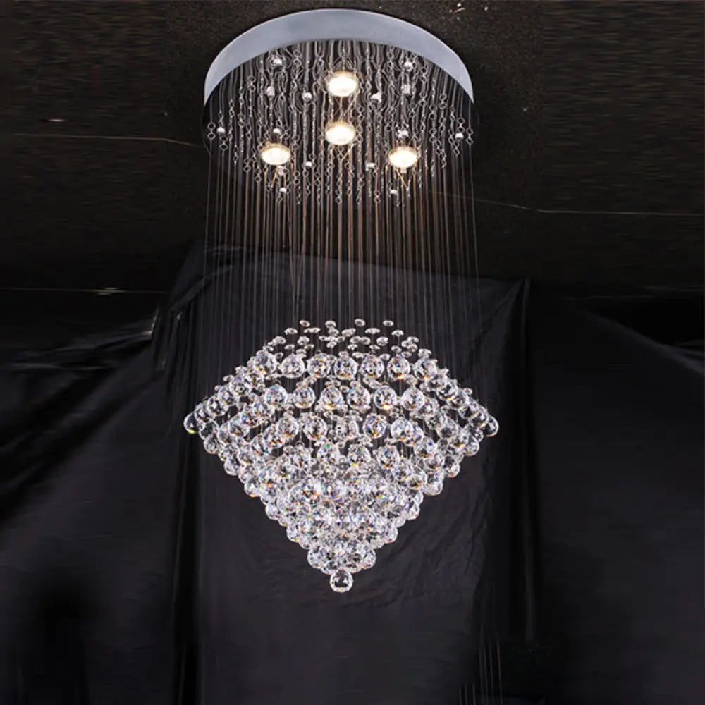 DecorBites™ Diamond Shaped Ceiling Light in Contemporary Satin Nickel with Crystal Flush Mount