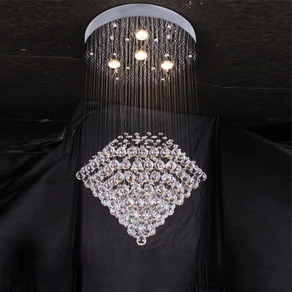 DecorBites™ Diamond Shaped Ceiling Light in Contemporary Satin Nickel with Crystal Flush Mount