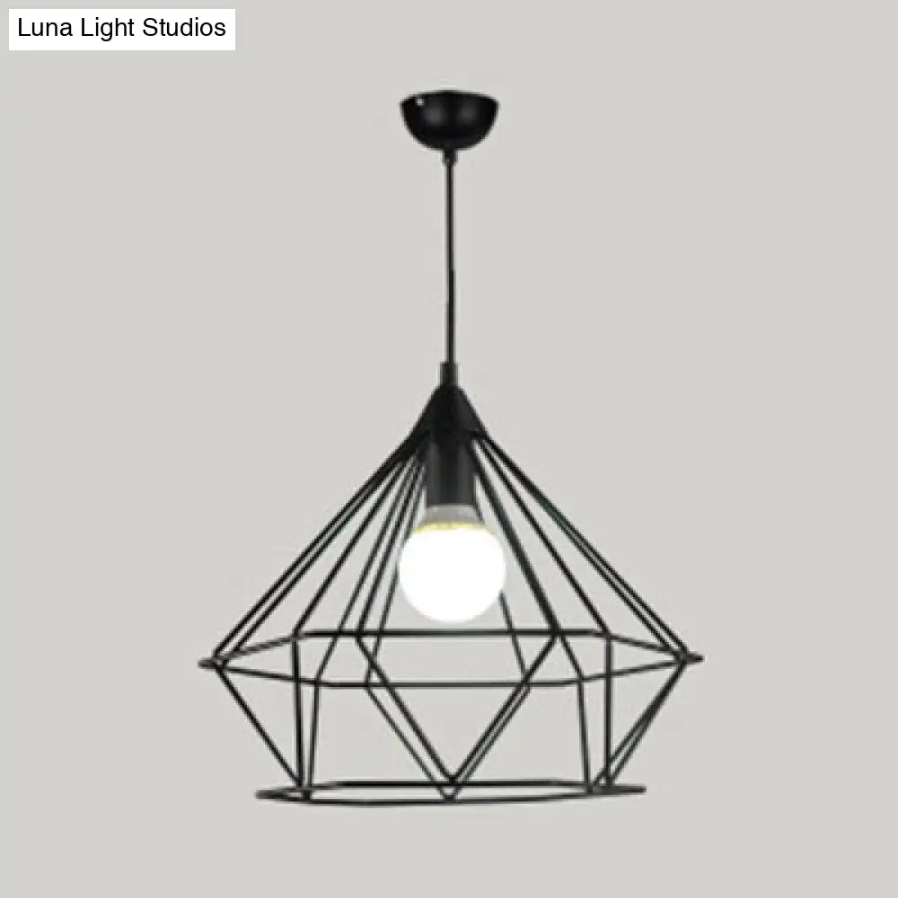 Diamond Wire Pendant Light for Stair Cafe - Traditional Metal Hanging Lamp