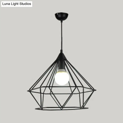 Diamond Wire Pendant Light for Stair Cafe - Traditional Metal Hanging Lamp