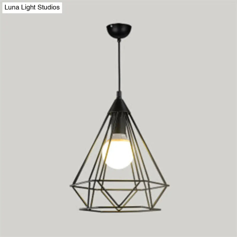 Diamond Wire Pendant Light for Stair Cafe - Traditional Metal Hanging Lamp