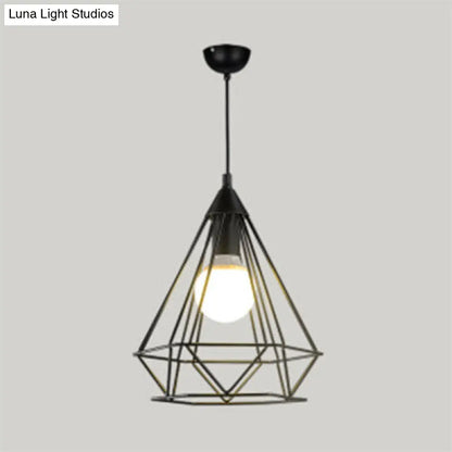 Diamond Wire Pendant Light for Stair Cafe - Traditional Metal Hanging Lamp