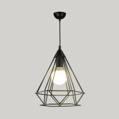 Diamond Wire Pendant Light for Stair Cafe - Traditional Metal Hanging Lamp