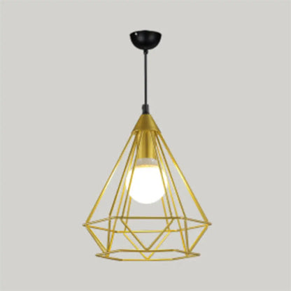 Diamond Wire Pendant Light for Stair Cafe - Traditional Metal Hanging Lamp