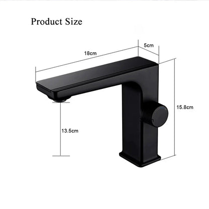 Black matte single hole digital display bathroom basin faucet with brass housing material and cold water mixer handle
