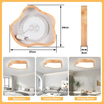DecorBites™ Cloud Shape Wooden LED Ceiling Light for Modern Nordic Home Living Room Surface Fixture