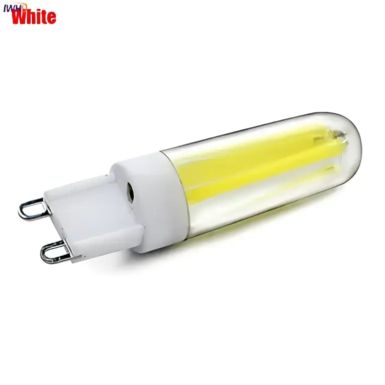 Dimmable cob led bulb clear glass filament lamp with white base emitting bright cool white light for living room decor
