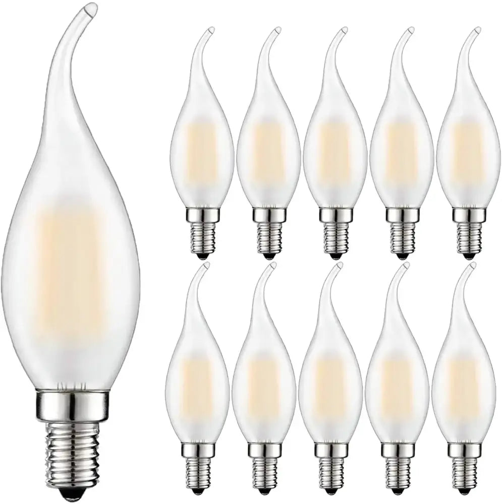 Clear glass dimmable led candle light with warm white glow and silver metal base for decorbites dimmable led chandelier
