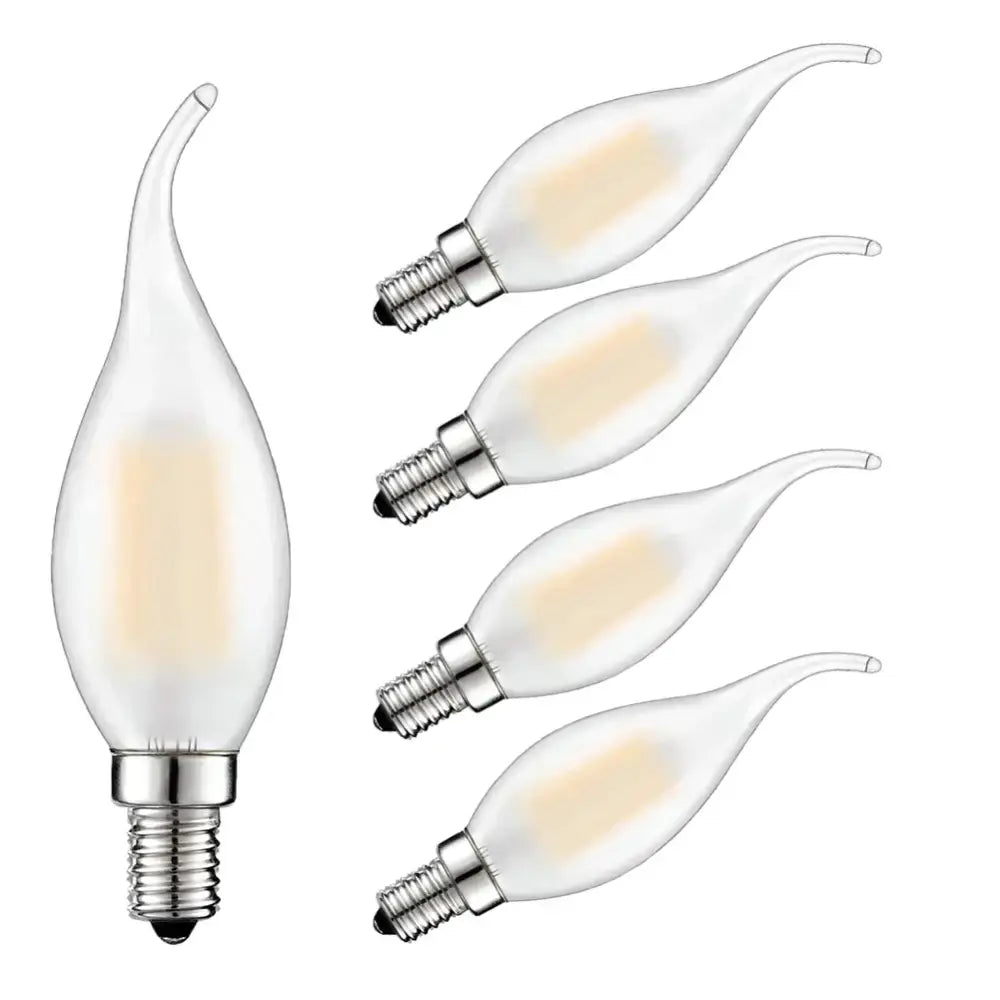 Clear glass decorbites dimmable led candle light with frosted finish and silver base for dining room chandelier