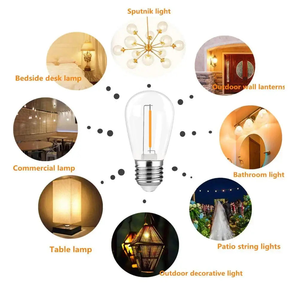 Clear glass dimmable led filament bulb with metallic base warm white for outdoor garden decorbites dimmable led pack
