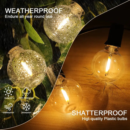Dimbable led outdoor globe string lights with clear spherical shatterproof bulbs and vintage filament decorbites led decor