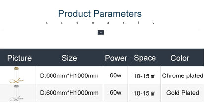 Dimmable Modern Chandelier: Gold/Chrome/Black 60cm - Chandelier