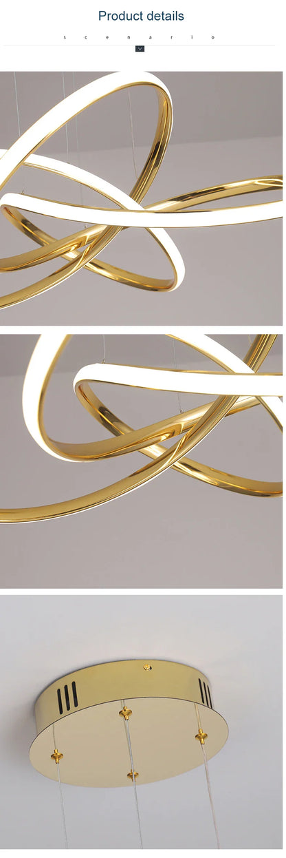 Dimmable Modern Chandelier: Gold/Chrome/Black 60cm - Chandelier