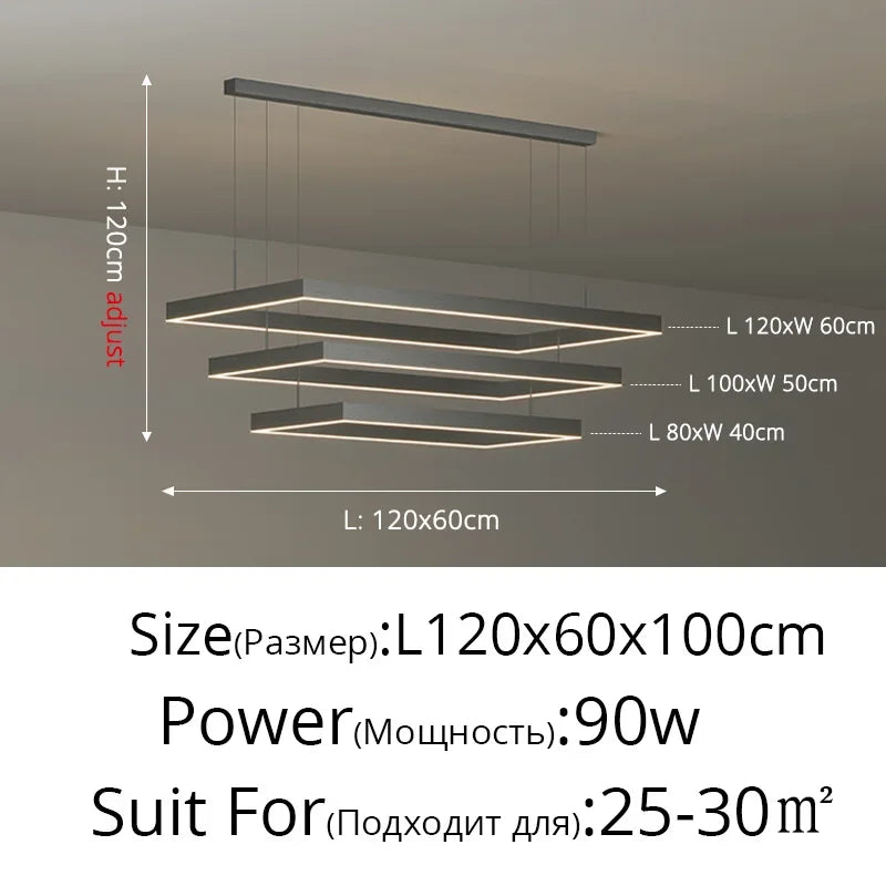 Dimmable Nordic LED Ceiling Chandelier for Living Room - 3 Layer 80-100-120cm / Remote dimming - Chandelier