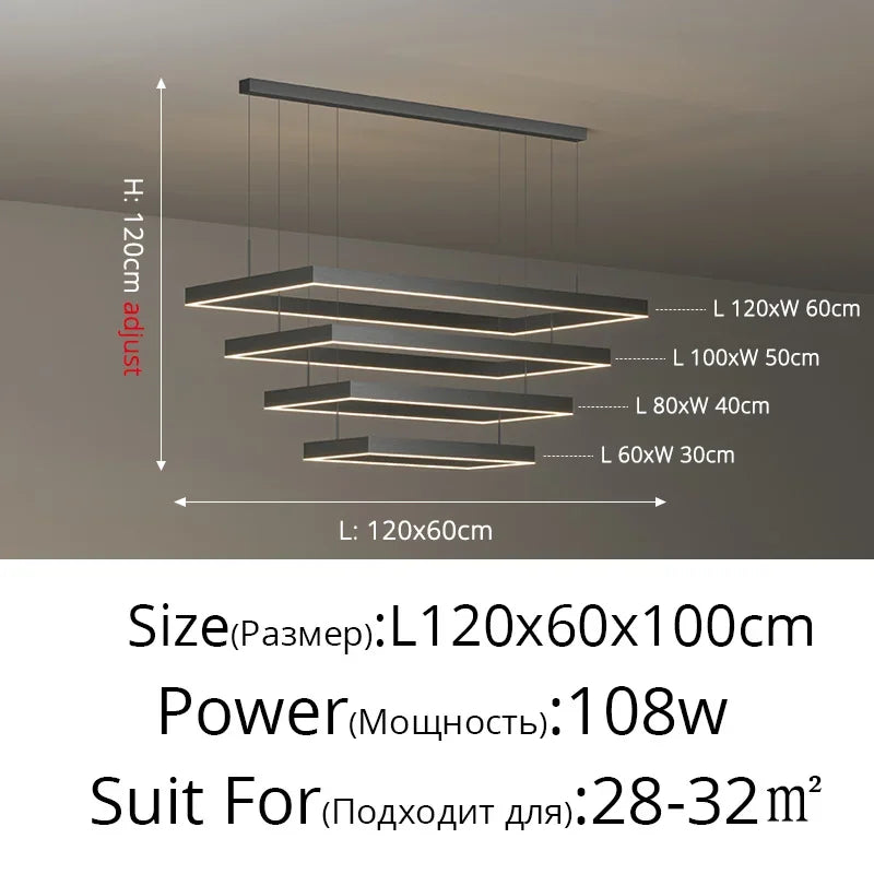 Dimmable Nordic LED Ceiling Chandelier for Living Room - 4 Layer60-80-100-120 / Remote dimming - Chandelier