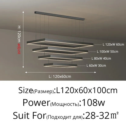 Dimmable Nordic LED Ceiling Chandelier for Living Room - 4 Layer60-80-100-120 / Remote dimming - Chandelier