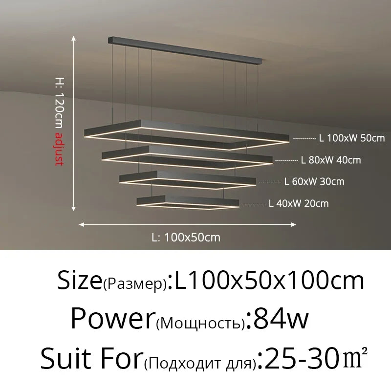 Dimmable Nordic LED Ceiling Chandelier for Living Room - 4 Layer 40-60-80-100 / Remote dimming - Chandelier