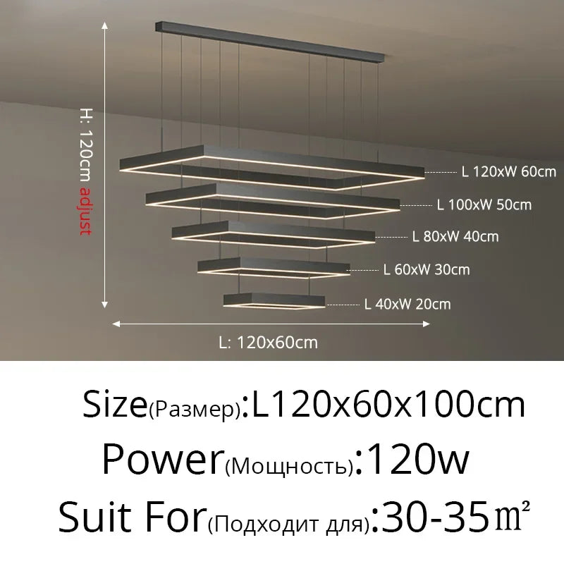 Dimmable Nordic LED Ceiling Chandelier for Living Room - 40-60-80-100-120 5l / Remote dimming - Chandelier